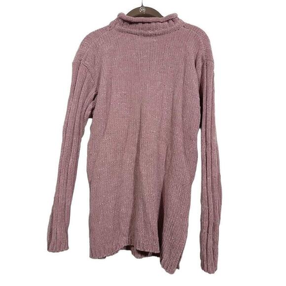 Vintage Carolyn Taylor Sweater Size Large Chenille Cable Knit Pink Dusty Rose - Picture 2 of 7